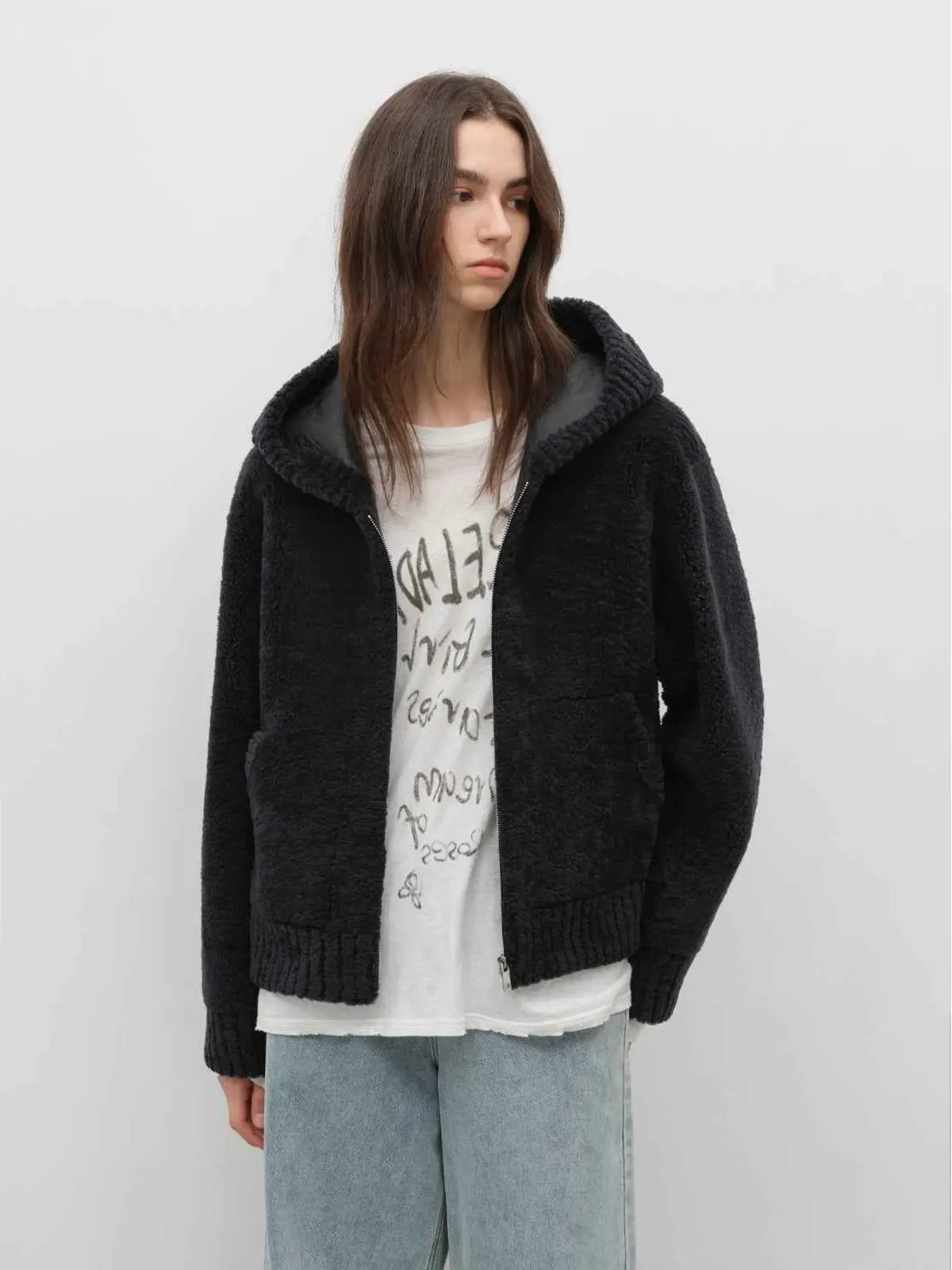 hooded merino sheepskin jacket product image 06