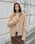 hooded merino sheepskin jacket product image 07