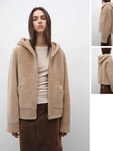 hooded merino sheepskin jacket product image 09