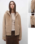 hooded merino sheepskin jacket product image 09
