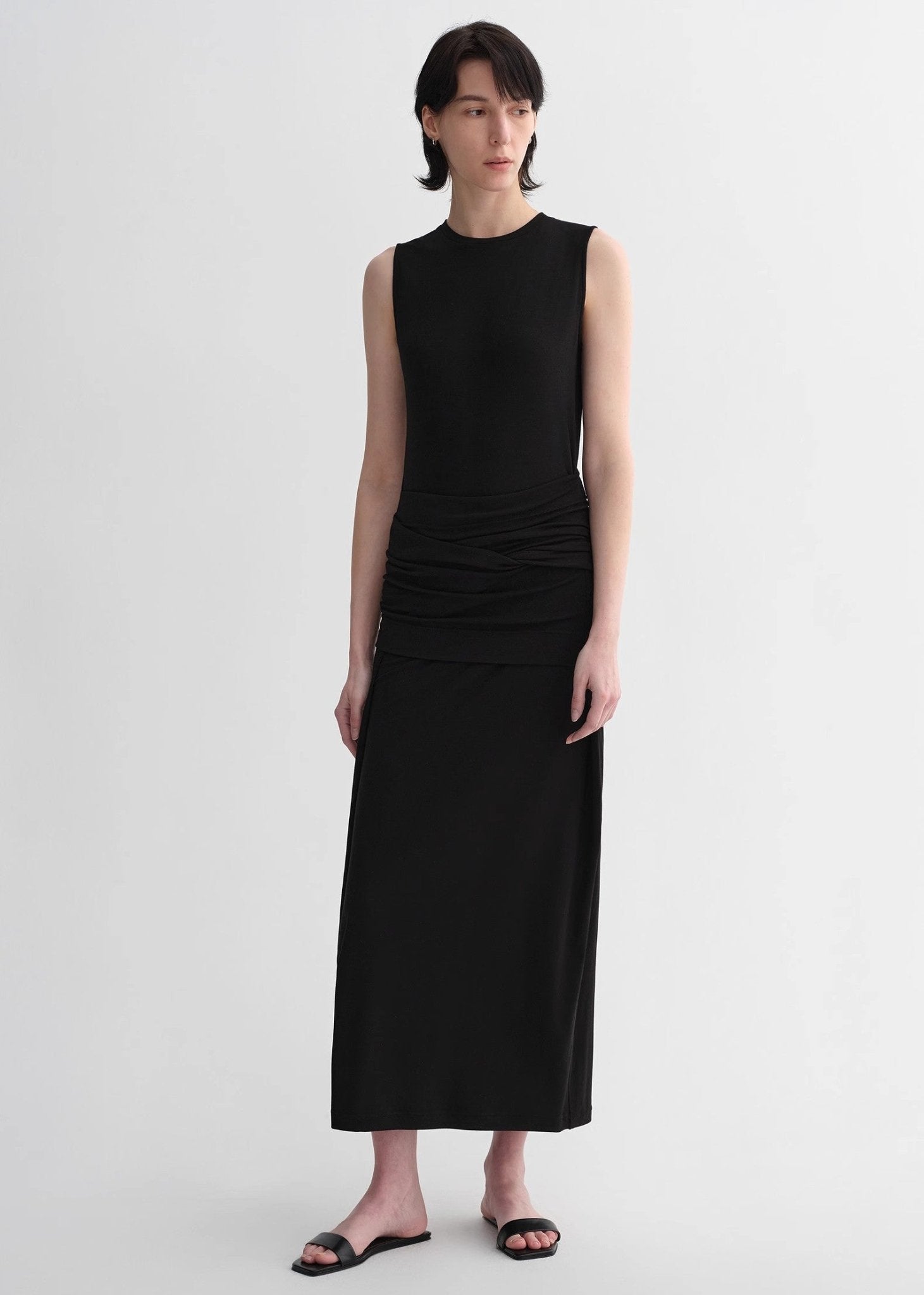 Ice silk wool blend dress with adjustable waistline, hip - flattering design, slim fit for a figure - slimming effect - variant_title