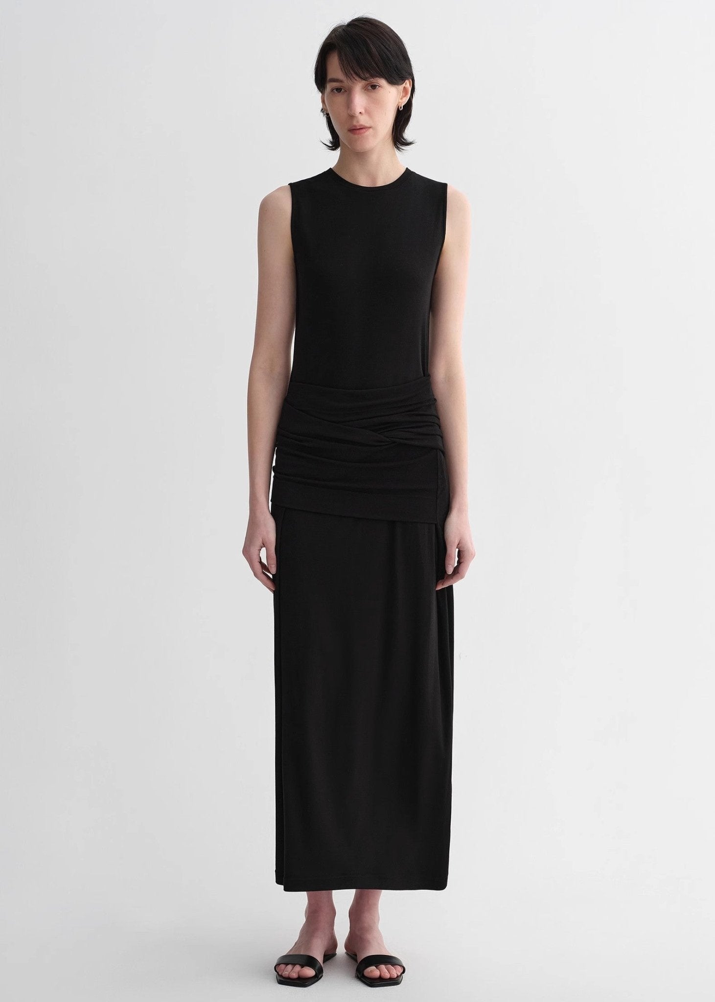 Ice silk wool blend dress with adjustable waistline, hip - flattering design, slim fit for a figure - slimming effect - variant_title