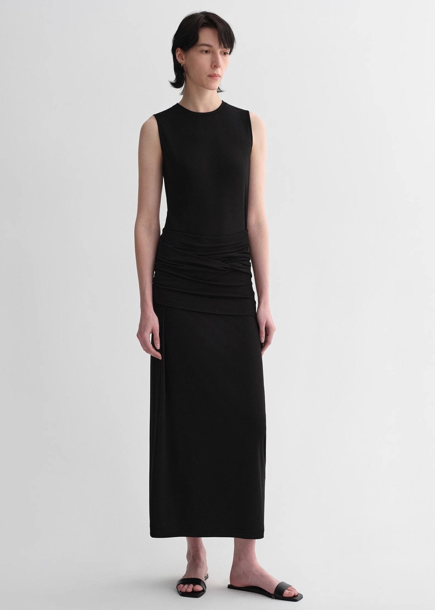 Ice silk wool blend dress with adjustable waistline, hip - flattering design, slim fit for a figure - slimming effect - variant_title
