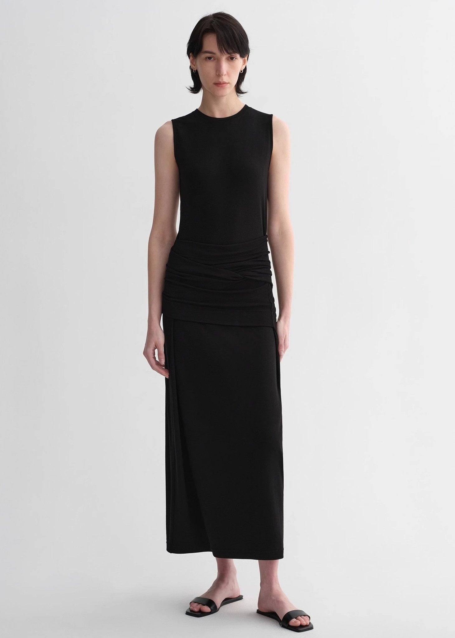 Ice silk wool blend dress with adjustable waistline, hip - flattering design, slim fit for a figure - slimming effect - variant_title