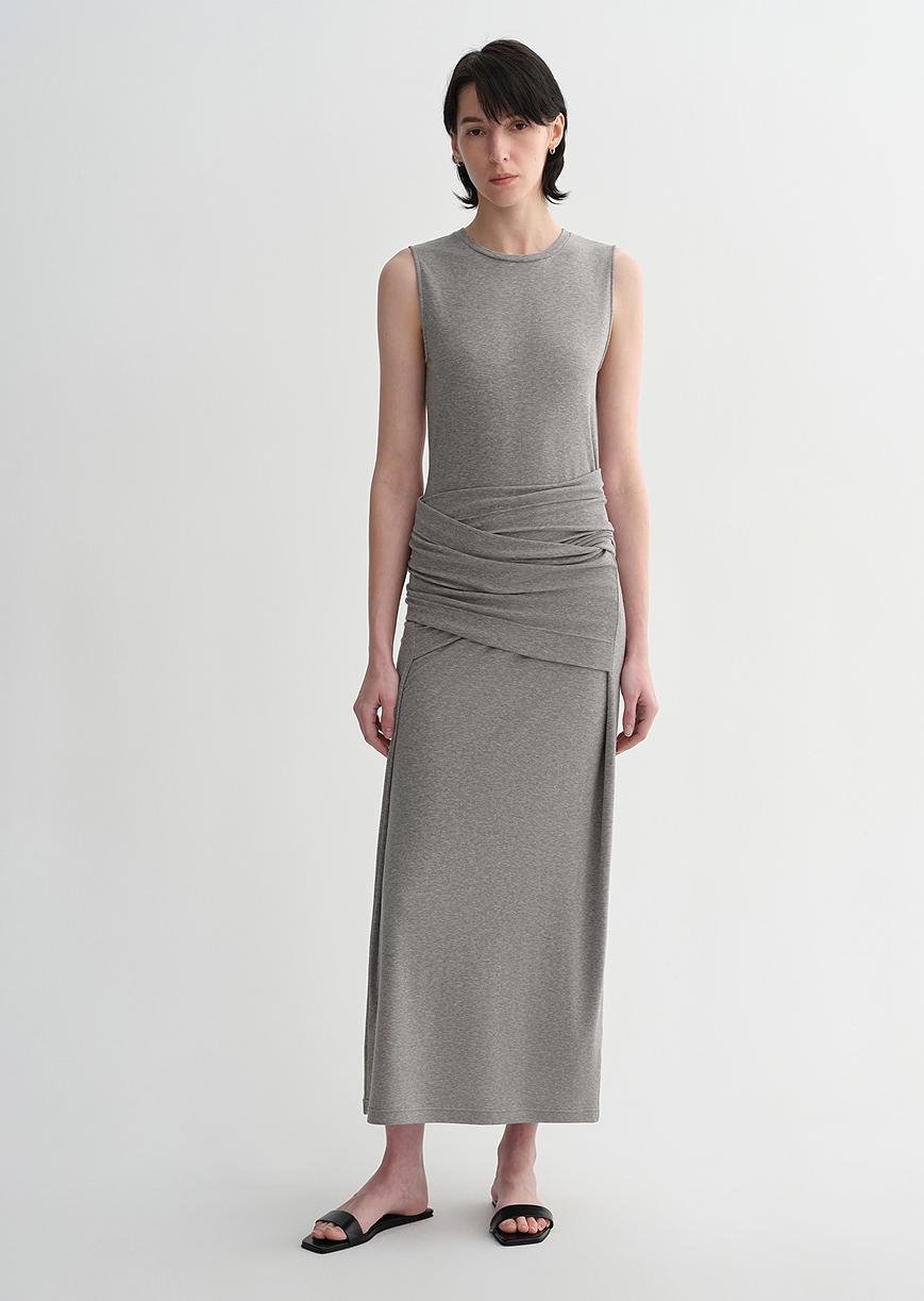 Ice silk wool blend dress with adjustable waistline, hip - flattering design, slim fit for a figure - slimming effect - variant_title