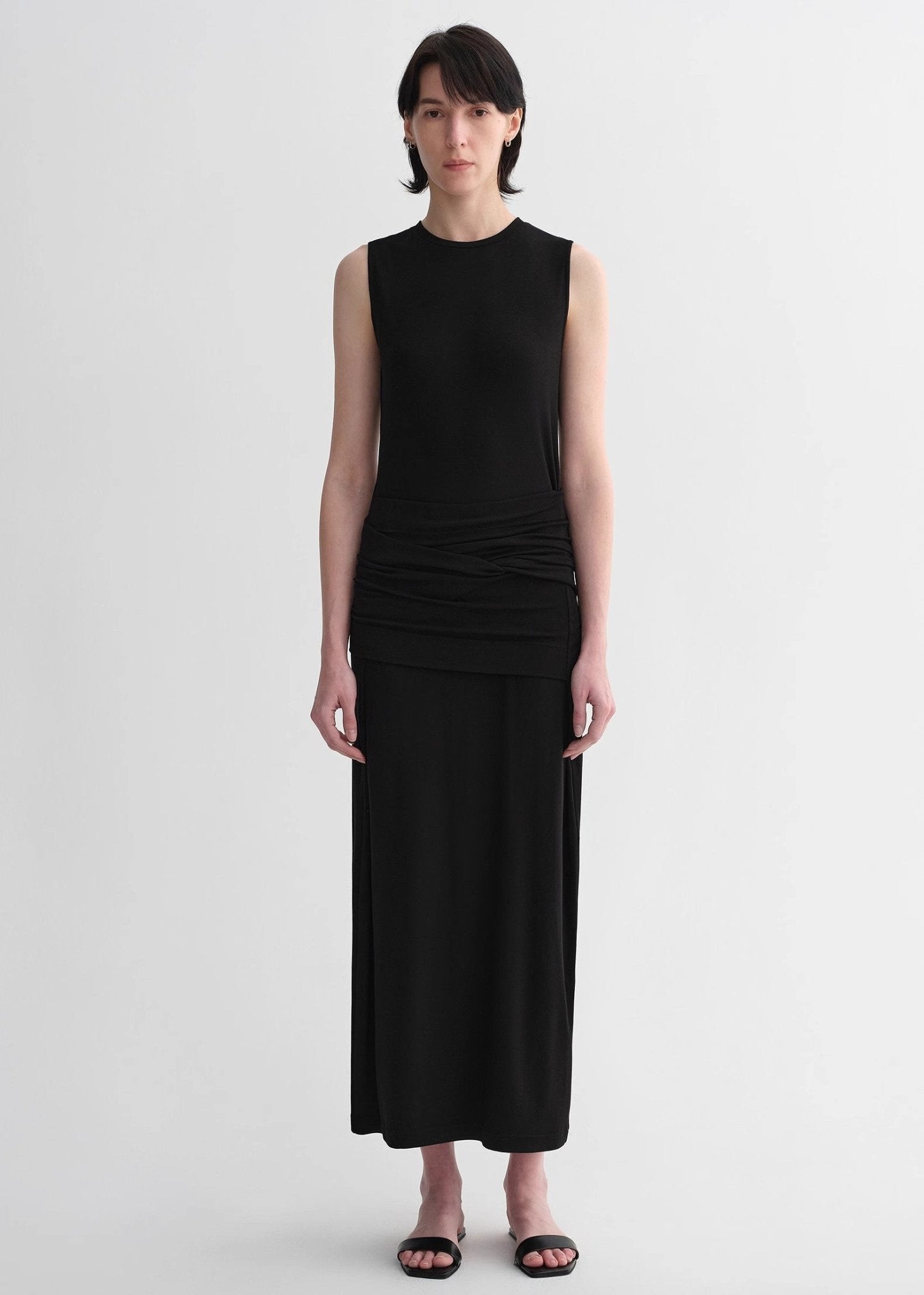 Ice silk wool blend dress with adjustable waistline, hip - flattering design, slim fit for a figure - slimming effect - variant_title