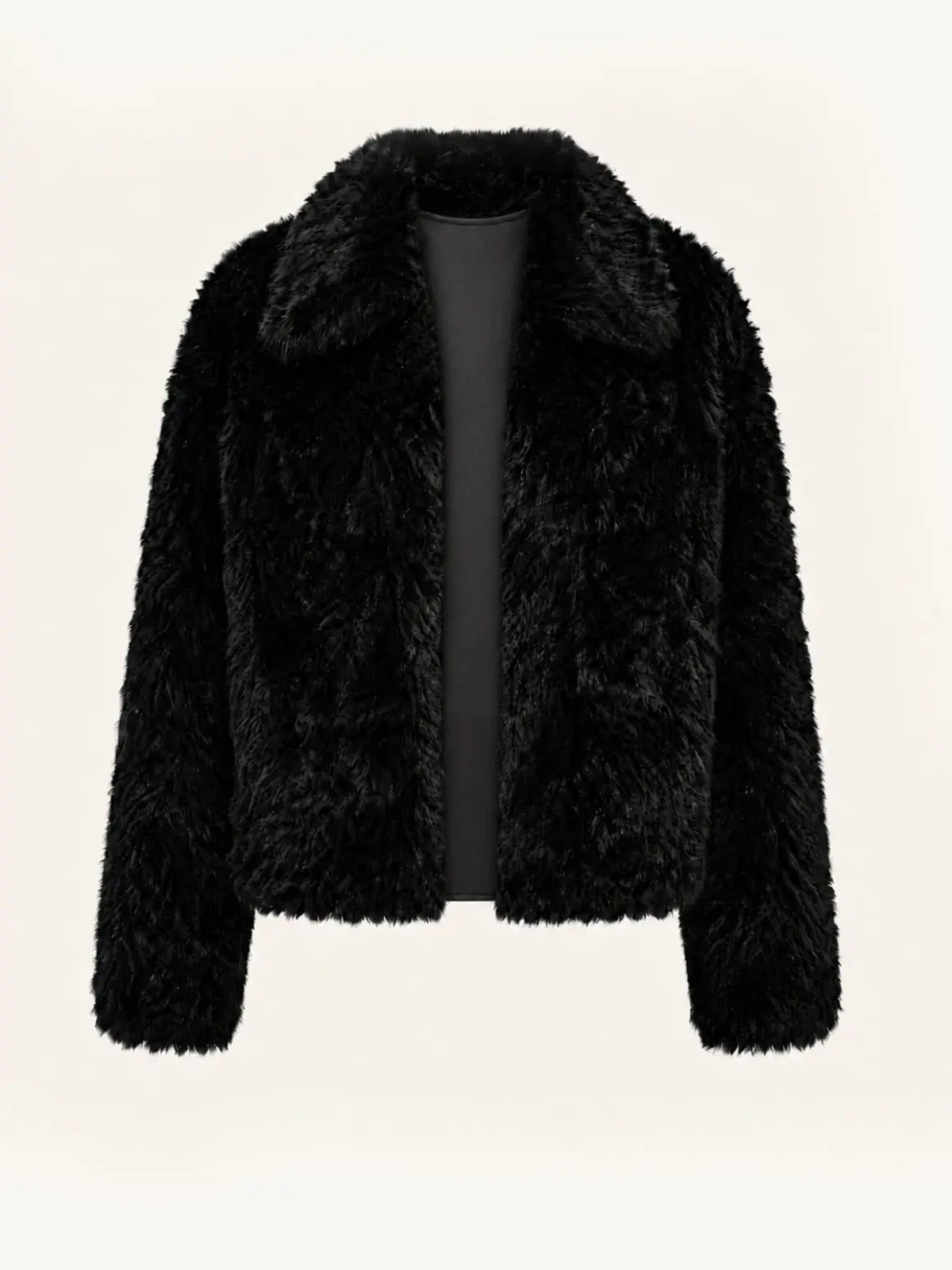 Icelandic Bell Sound black Toscana curly shearling coat product cutout