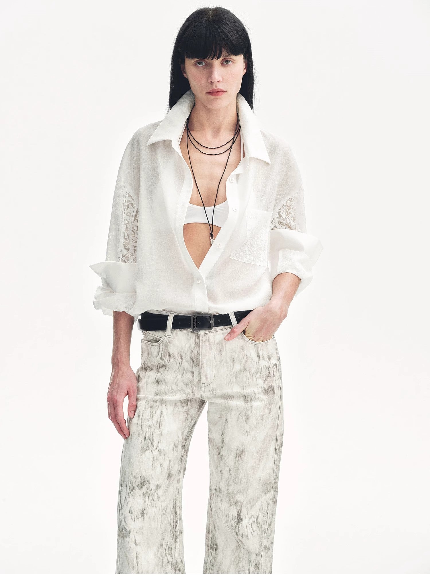 "Ideal Spring Day" Jacquard Hollow Drop Shoulder Shirt Summer - variant_title