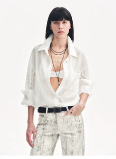 "Ideal Spring Day" Jacquard Hollow Drop Shoulder Shirt Summer - variant_title