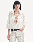 "Ideal Spring Day" Jacquard Hollow Drop Shoulder Shirt Summer - variant_title
