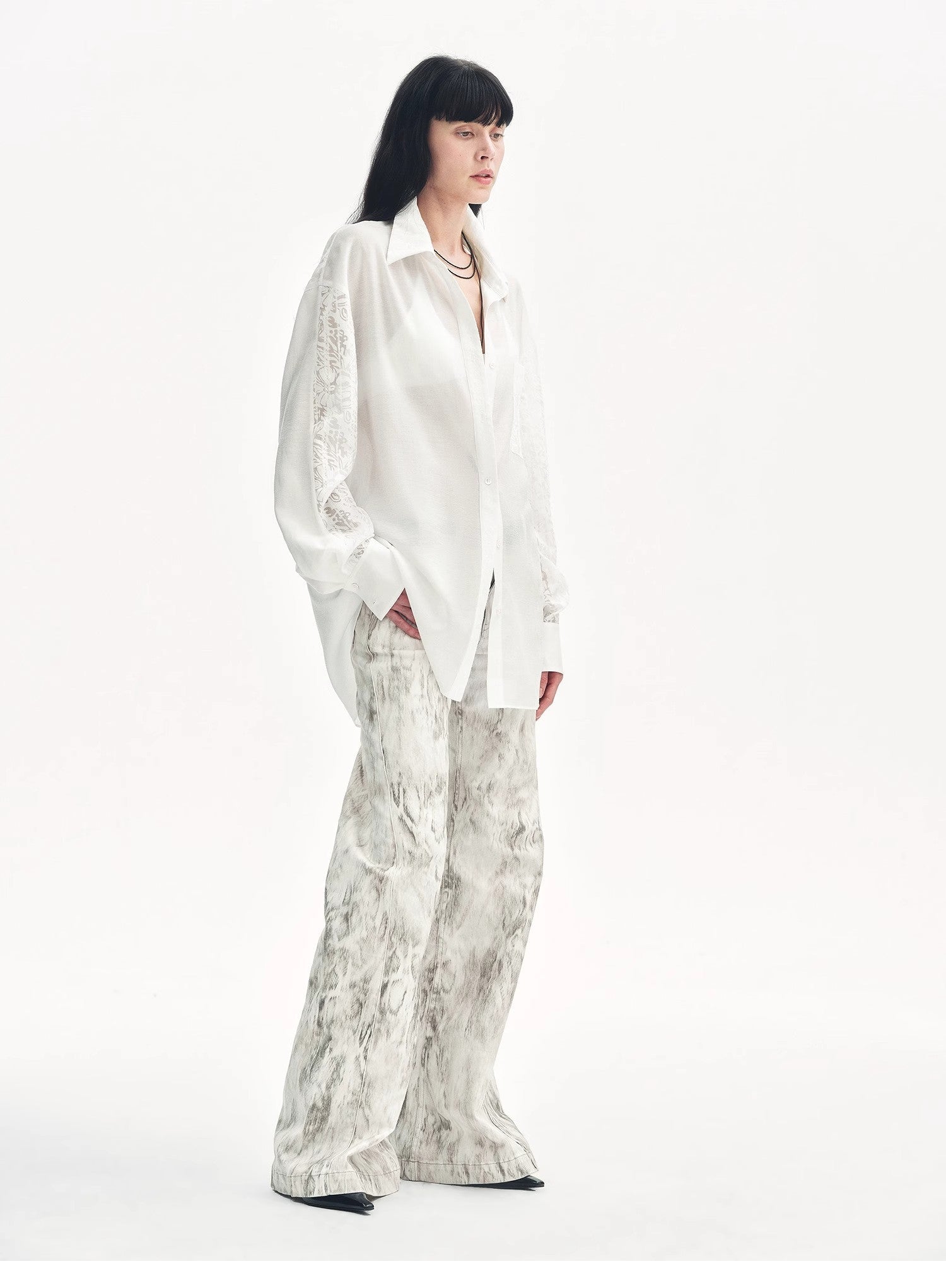 "Ideal Spring Day" Jacquard Hollow Drop Shoulder Shirt Summer - variant_title