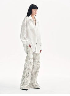 "Ideal Spring Day" Jacquard Hollow Drop Shoulder Shirt Summer - variant_title