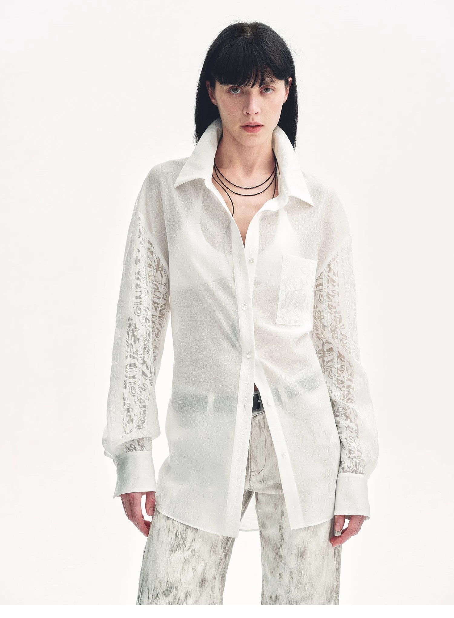 "Ideal Spring Day" Jacquard Hollow Drop Shoulder Shirt Summer - variant_title