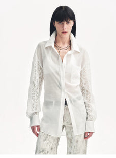 "Ideal Spring Day" Jacquard Hollow Drop Shoulder Shirt Summer - variant_title
