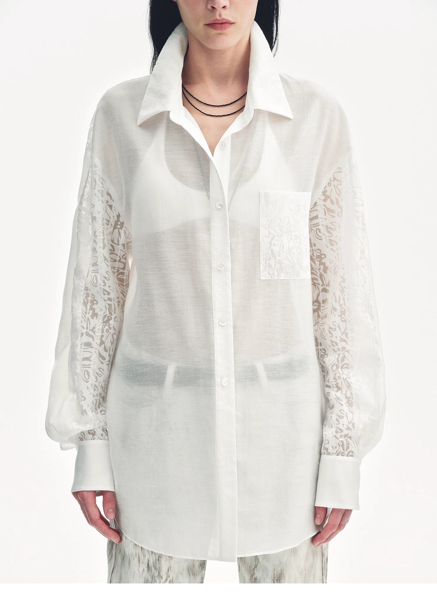 "Ideal Spring Day" Jacquard Hollow Drop Shoulder Shirt Summer - variant_title