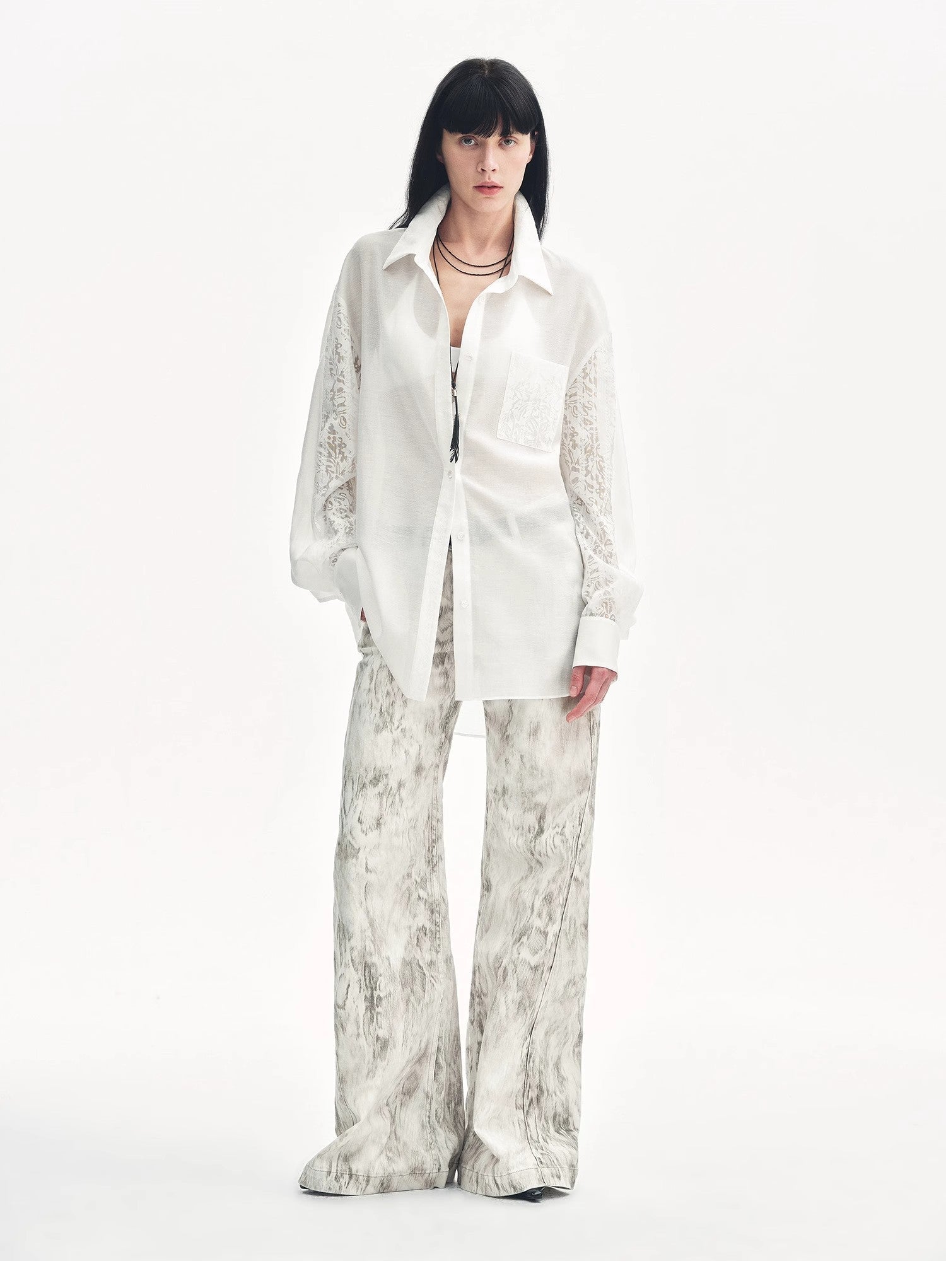 "Ideal Spring Day" Jacquard Hollow Drop Shoulder Shirt Summer - variant_title