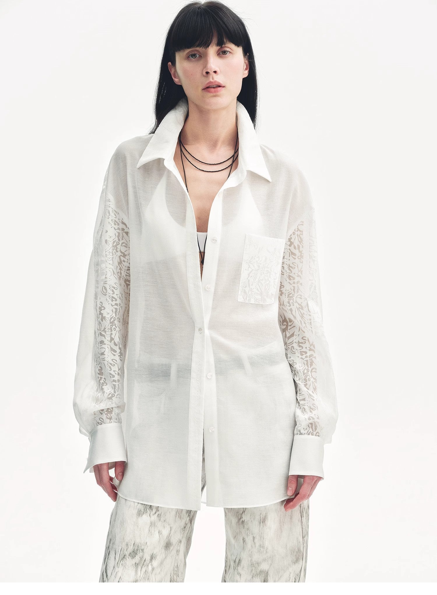 "Ideal Spring Day" Jacquard Hollow Drop Shoulder Shirt Summer - variant_title
