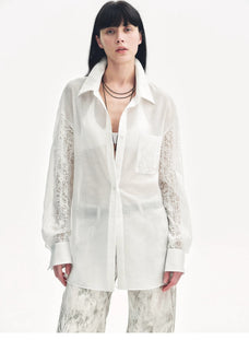 "Ideal Spring Day" Jacquard Hollow Drop Shoulder Shirt Summer - variant_title