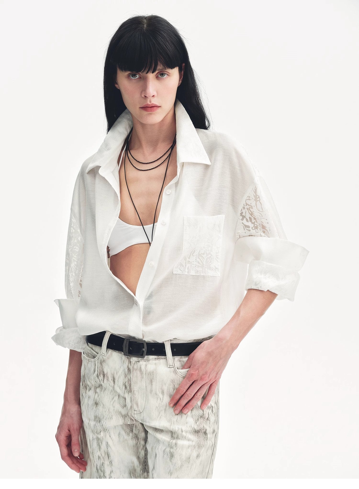 "Ideal Spring Day" Jacquard Hollow Drop Shoulder Shirt Summer - variant_title
