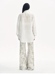 "Ideal Spring Day" Jacquard Hollow Drop Shoulder Shirt Summer - variant_title