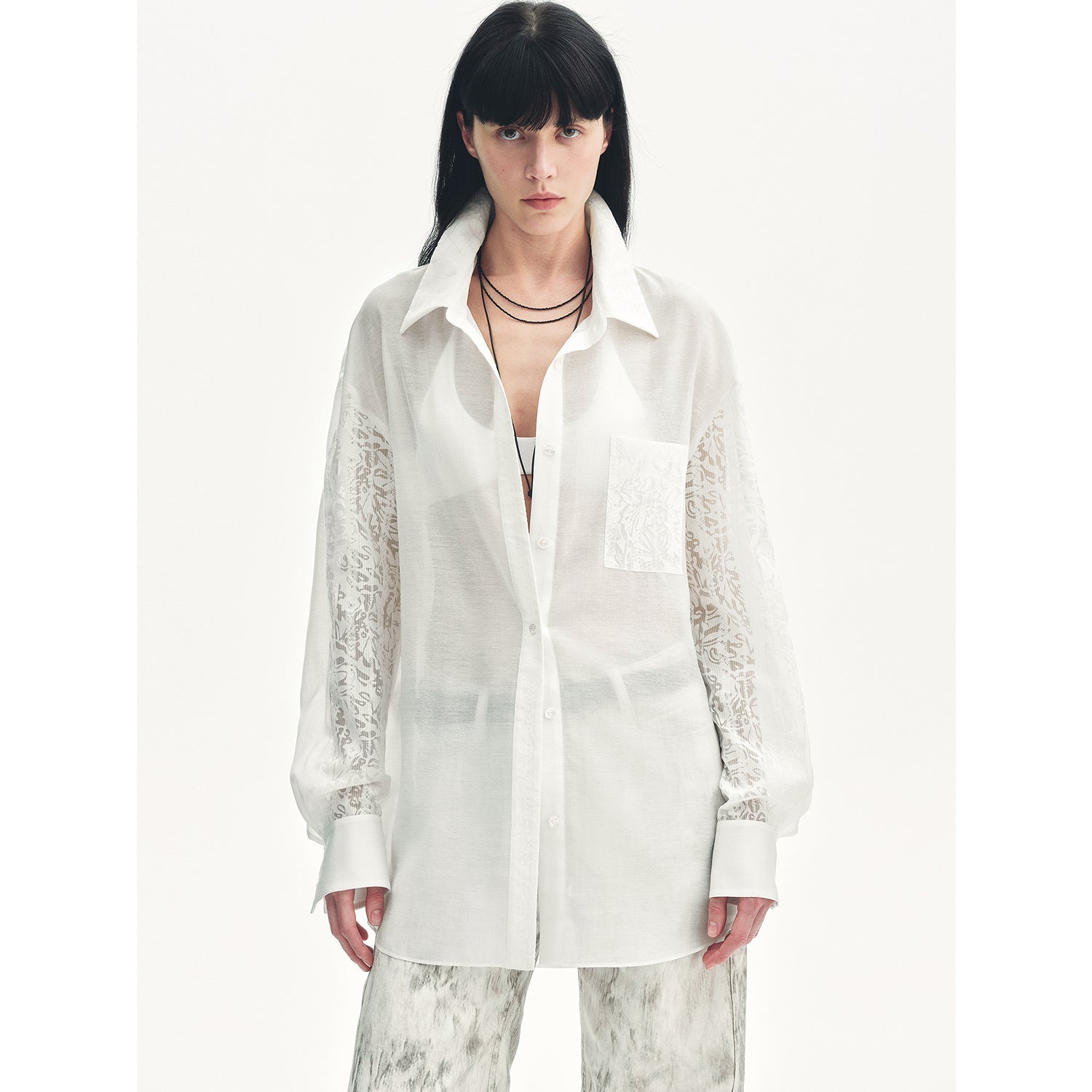 "Ideal Spring Day" Jacquard Hollow Drop Shoulder Shirt Summer - variant_title