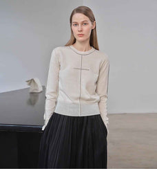 “Imbell"Imported Yangtze 30NM Contrast Stitch Wool Knit Skin - Friendly Short Top - variant_title