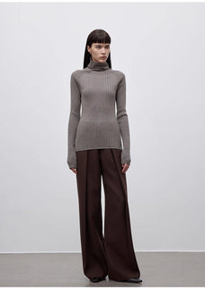Imported wool pleated high - waisted straight - leg all - match slimming suit trousers for women - variant_title