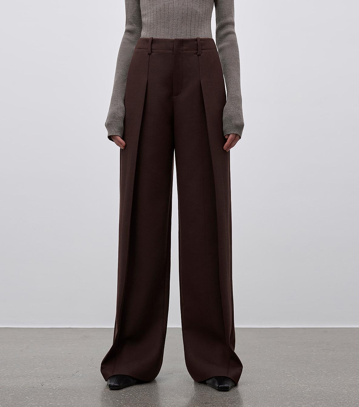 Imported wool pleated high - waisted straight - leg all - match slimming suit trousers for women - variant_title