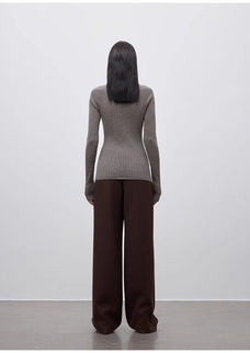 Imported wool pleated high - waisted straight - leg all - match slimming suit trousers for women - variant_title