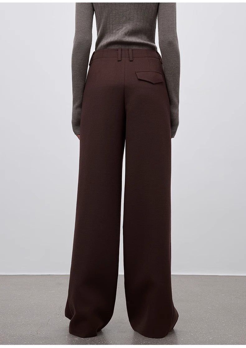 Imported wool pleated high - waisted straight - leg all - match slimming suit trousers for women - variant_title
