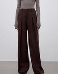 Imported wool pleated high - waisted straight - leg all - match slimming suit trousers for women - variant_title