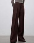 Imported wool pleated high - waisted straight - leg all - match slimming suit trousers for women - variant_title