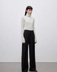 Imported wool pleated high - waisted straight - leg all - match slimming suit trousers for women - variant_title