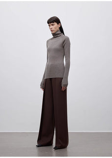 Imported wool pleated high - waisted straight - leg all - match slimming suit trousers for women - variant_title