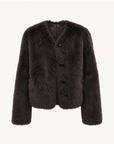 "Darcy Manor" imported Toscana straight wool sheepskin sweetheart collar short fur coat