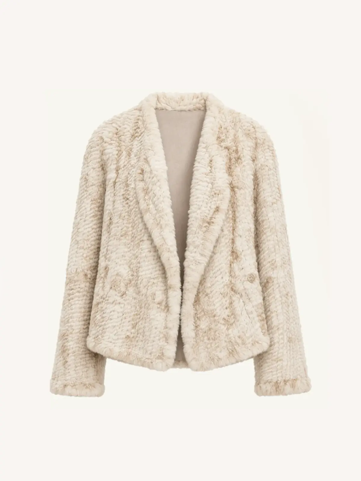 Inspiration Glimpse white apricot Rex rabbit fur coat front product view