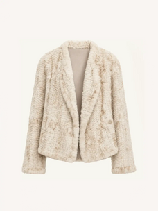 Inspiration Glimpse white apricot Rex rabbit fur coat front product view