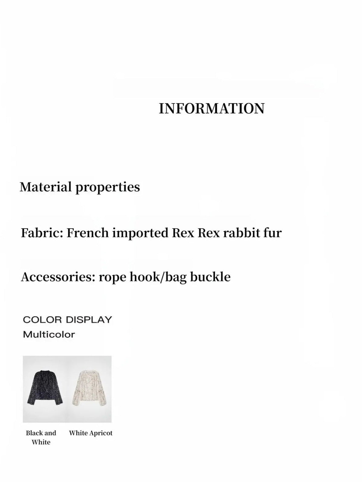 Inspiration Glimpse Rex rabbit fur coat material and color information