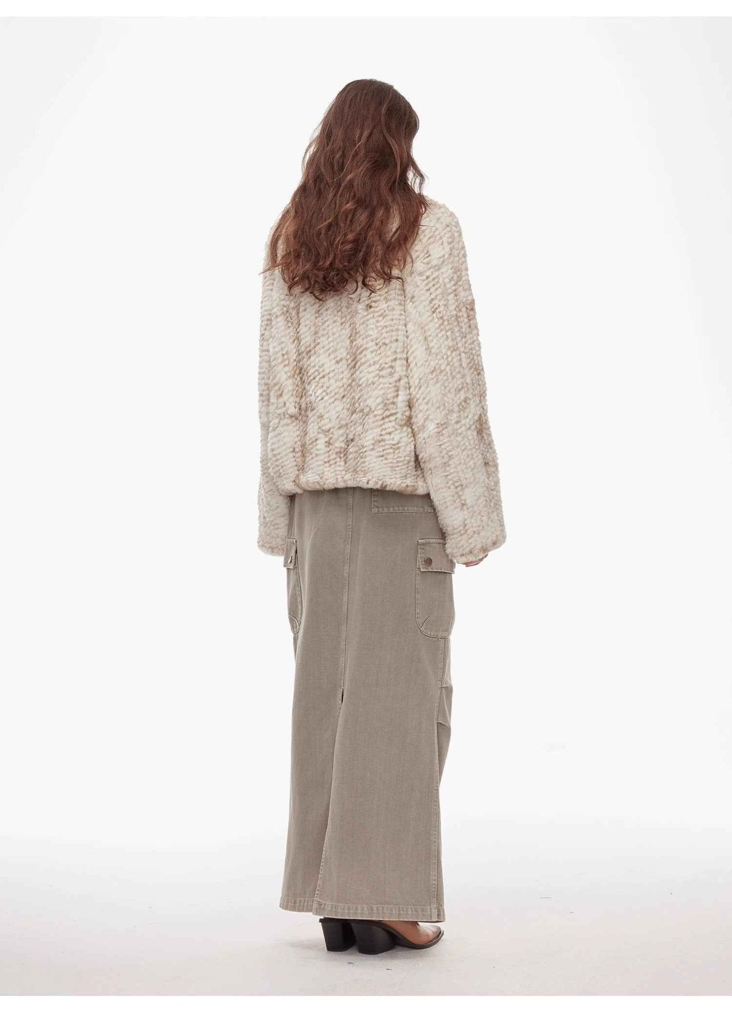 "Inspiration Glimpse" lapel double - breasted loose woven Rex rabbit fur coat for women in winter - variant_title