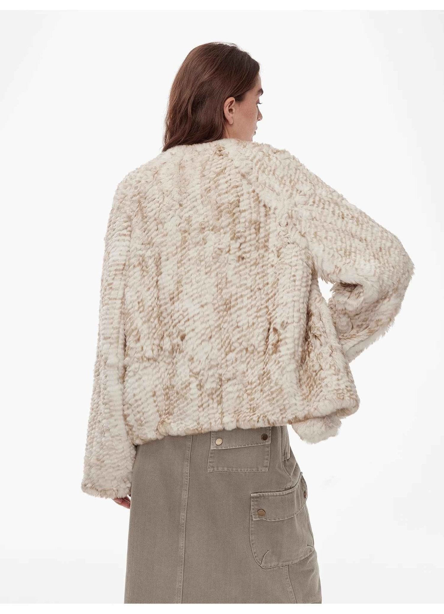 "Inspiration Glimpse" lapel double - breasted loose woven Rex rabbit fur coat for women in winter - variant_title