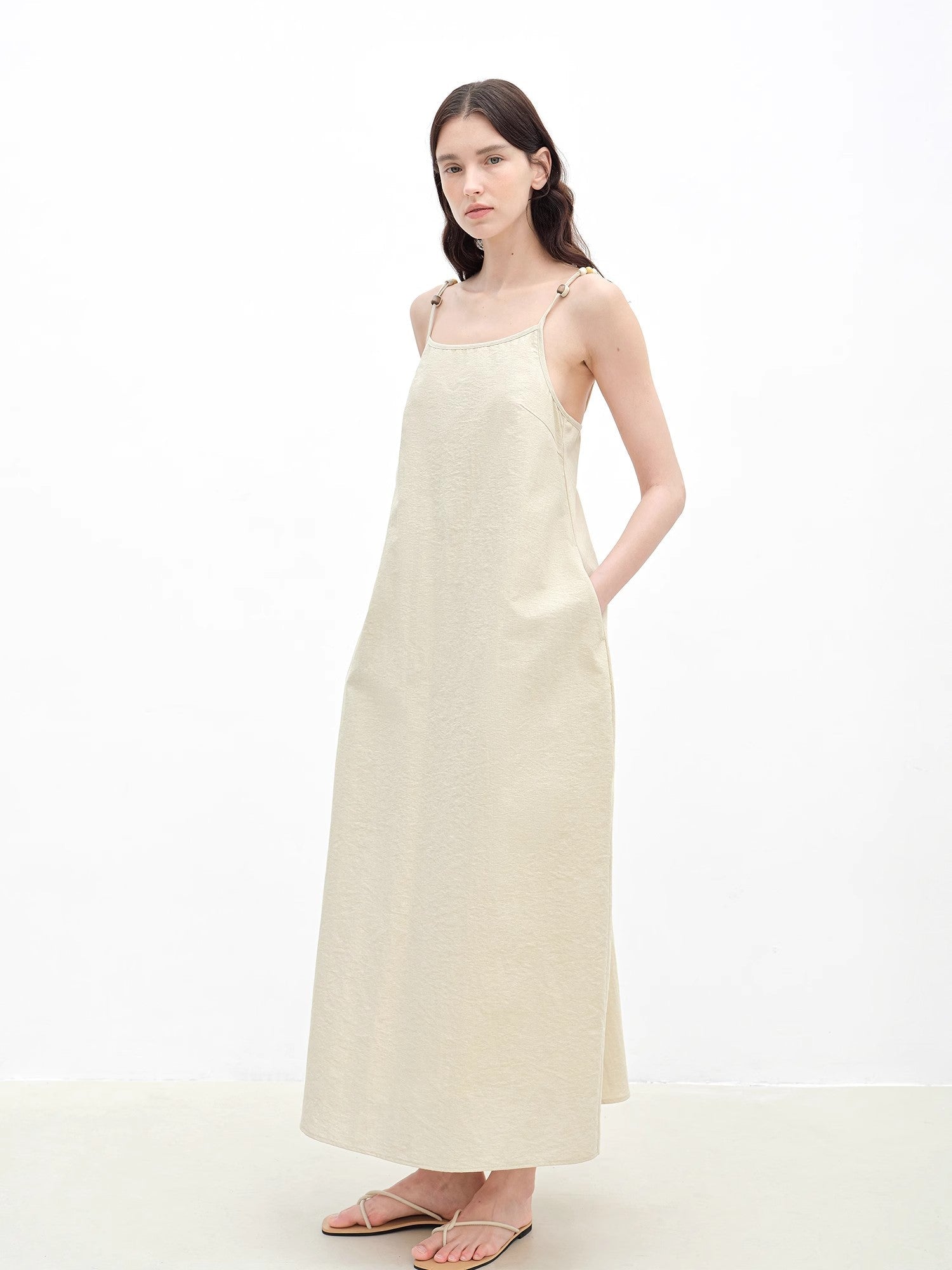 "Island Walk" Cotton Beaded Sling Dress - variant_title