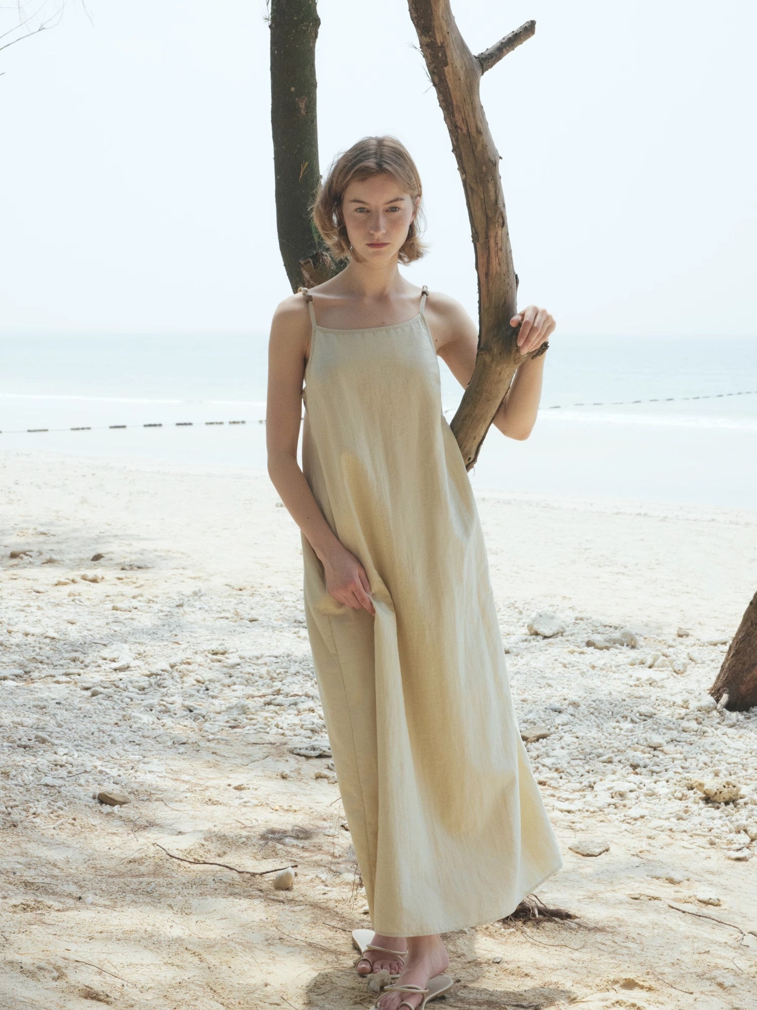 "Island Walk" Cotton Beaded Sling Dress - variant_title
