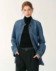 Italian imported BERTO denim classic old money style lapel shirt for women - variant_title