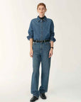 Italian imported BERTO denim classic old money style lapel shirt for women - variant_title