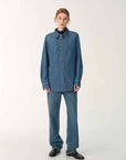 Italian imported BERTO denim classic old money style lapel shirt for women - variant_title