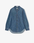 Italian imported BERTO denim classic old money style lapel shirt for women - variant_title