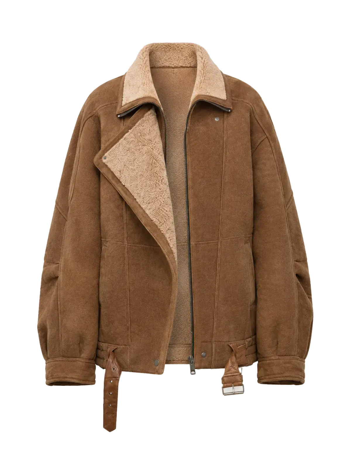 Jazz Party brown Spanish Merino motorcycle shearling jacket product cutout