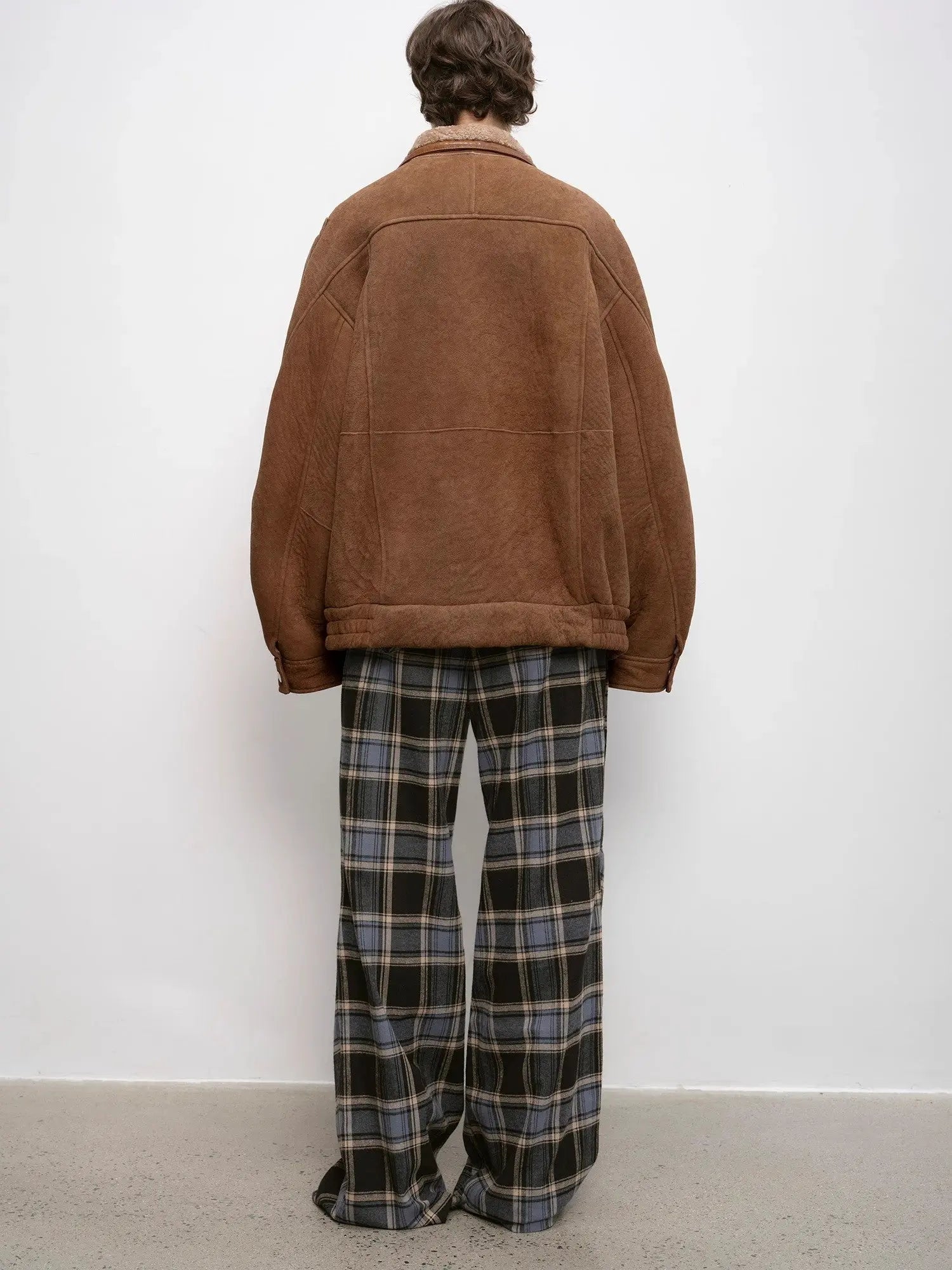 Jazz Party brown Merino shearling motorcycle jacket, full back view