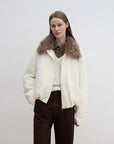 Fireladyfur Johnny off-white Tuscan fur collar parka front styling