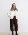 Fireladyfur Johnny off-white Tuscan fur collar parka full-body front view